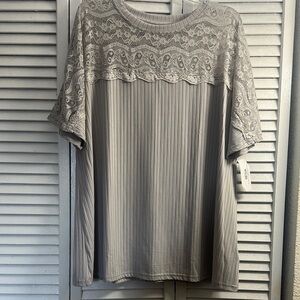 Elegant Gray Lace Women's Top